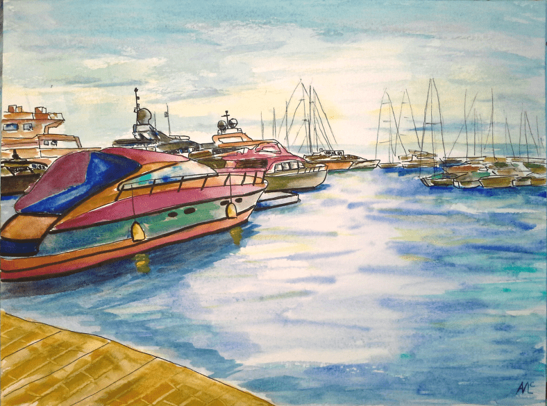 Agnes-McLaughlin-artist-cannes-boats-sketch
